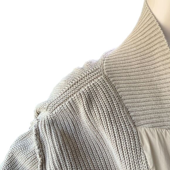 Tan Knit Open Front Long Sleeve Pocketed Slouchy Cardigan Size Medium - Picture 4 of 15